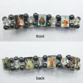 Hematite Beads and Alloy Spacer Religious Bracelet 7.8inch